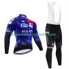 Homme Tenue Cycliste Manches Longues et Collant à Bretelles Hiver Thermal Fleece Fdj Suez 2024